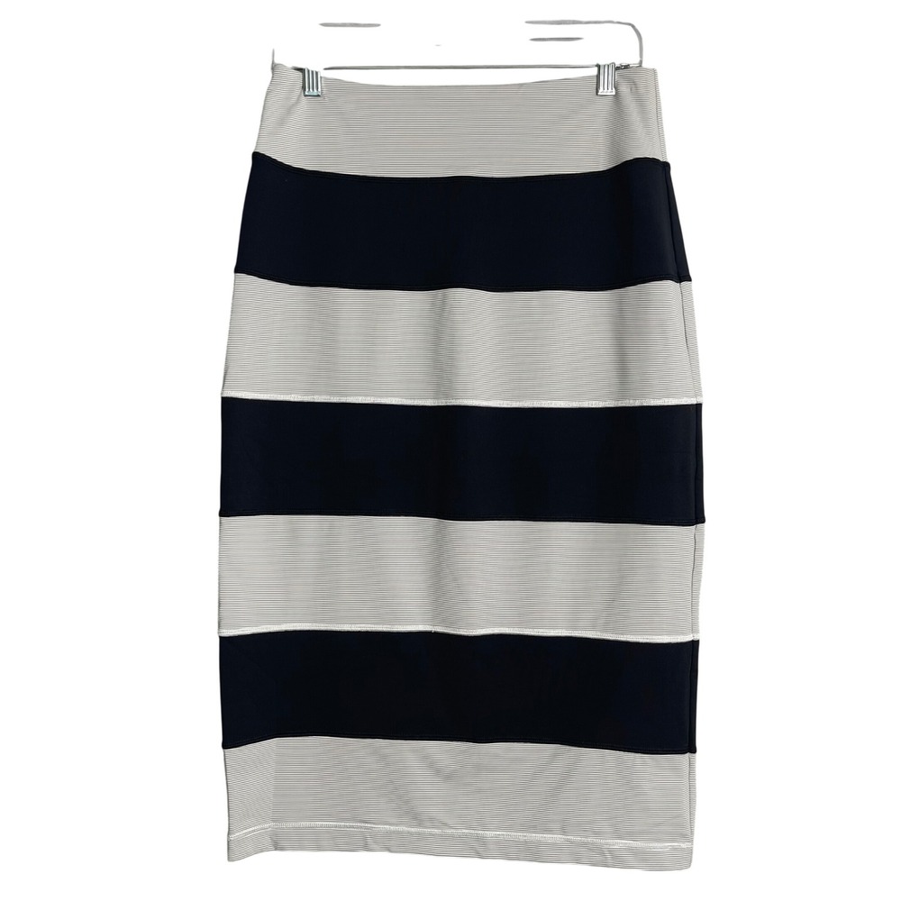 Lululemon Yoga Over Skirt Womens‎ 10 Black White Stripe Bodycon Athleisure